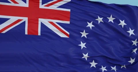Seamlessly Looping flag for Cook Islands, blowing beautifully in the wind. Stock Footage 80976834