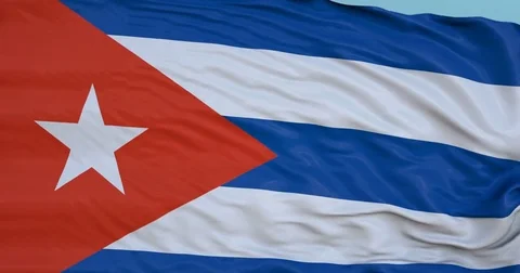 Seamlessly Looping flag for Cuba, blowing beautifully in the wind. Slo-Motion. Stock Footage 80977249