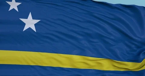 Seamlessly Looping flag for Curacao, blowing beautifully in the wind. Vídeos de archivo 80975322