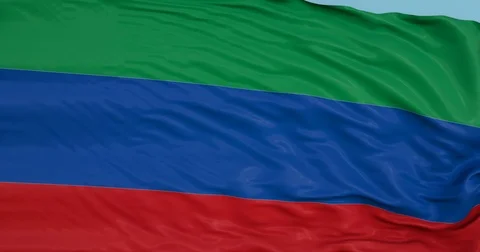 Seamlessly Looping flag for Daghestan, blowing beautifully in the wind. Stock Footage 80975983