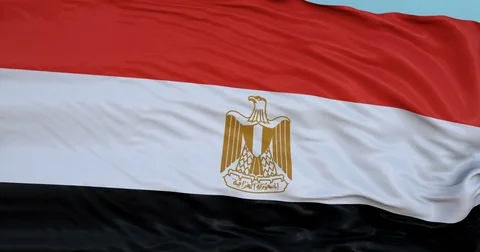 Seamlessly Looping flag for Egypt, blowing beautifully in the wind. Slo-Motion. Stock-Footage 80976807
