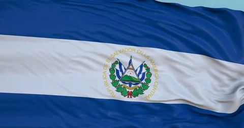 Seamlessly Looping flag for El Salvador , blowing beautifully in the wind. Stock Footage 80976282