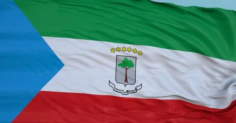 Seamlessly Looping flag for Equatorial Guinea, blowing beautifully in the wind. Video stock 80976756