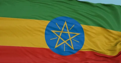 Seamlessly Looping flag for Ethiopia, blowing beautifully in the wind. Stock Footage 80975544