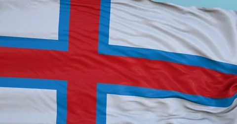Seamlessly Looping flag for Faroes, blowing beautifully in the wind. Slo-Motion. Stock Footage 80977766