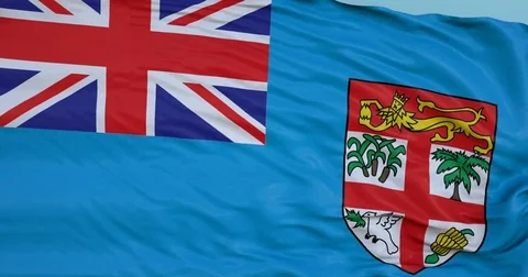 Seamlessly Looping flag for Fiji, blowing beautifully in the wind. Slo-Motion. Stock Footage 80976867