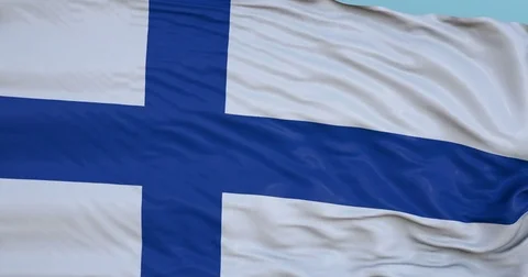 Seamlessly Looping flag for Finland, blowing beautifully in the wind. Stock Footage 80975225