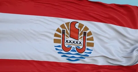 Seamlessly Looping flag for French Polynesia, blowing beautifully in the wind. Stock Footage 80976619