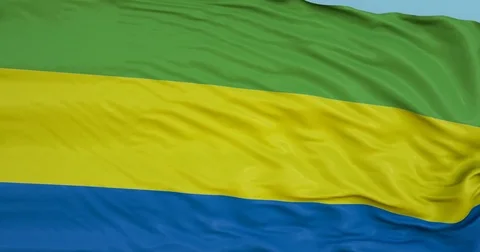 Seamlessly Looping flag for Gabon, blowing beautifully in the wind. Slo-Motion. Stock Footage 80977553