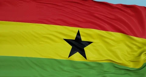 Seamlessly Looping flag for Ghana, blowing beautifully in the wind. Slo-Motion. Vídeos de archivo 80975828
