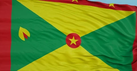 Seamlessly Looping flag for Grenada, blowing beautifully in the wind. Stock Footage 80975929