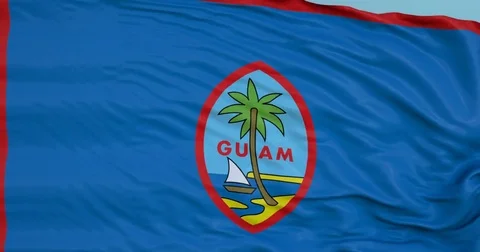 Seamlessly Looping flag for Guam, blowing beautifully in the wind. Slo-Motion. Vídeo Stock 80977474