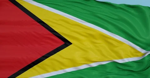 Seamlessly Looping flag for Guyana, blowing beautifully in the wind. Slo-Motion. Stock Footage 80976018