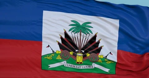 Seamlessly Looping flag for Haiti , blowing beautifully in the wind. Slo-Motion. Stock Footage 80977668