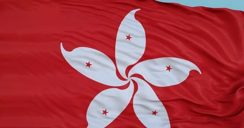 Seamlessly Looping flag for Hong Kong, blowing beautifully in the wind. Stock Footage 80976512