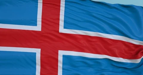 Seamlessly Looping flag for Iceland, blowing beautifully in the wind. Stock Footage 80976946