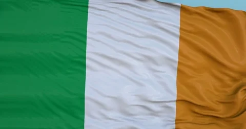 Seamlessly Looping flag for Ireland, blowing beautifully in the wind. Stock Footage 80976369