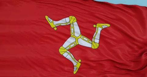 Seamlessly Looping flag for Isle Of Man, blowing beautifully in the wind. Vídeo Stock 80977570
