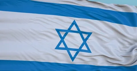 Seamlessly Looping flag for Israel, blowing beautifully in the wind. Slo-Motion. Stock Footage 80975240