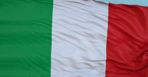Seamlessly Looping flag for Italy, blowing beautifully in the wind. Slo-Motion. Stock Footage 80976879