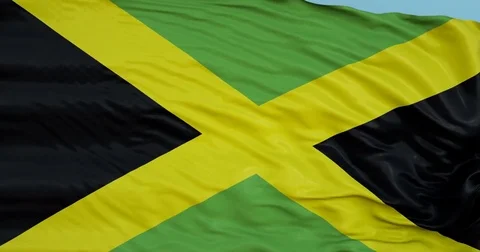 Seamlessly Looping flag for Jamaica, blowing beautifully in the wind. Stock Footage 80976393