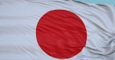 Seamlessly Looping flag for Japan, blowing beautifully in the wind. Slo-Motion. Vídeo Stock 80976560
