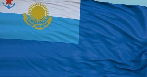 Seamlessly Looping flag for Kazakhstan, blowing beautifully in the wind. Vídeo Stock 80975333