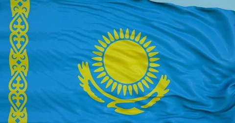 Seamlessly Looping flag for Kazakhstan, blowing beautifully in the wind. Stock-Footage 80975790