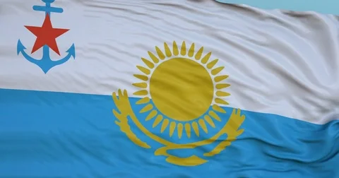 Seamlessly Looping flag for Kazakhstan, blowing beautifully in the wind. Stock Footage 80977094