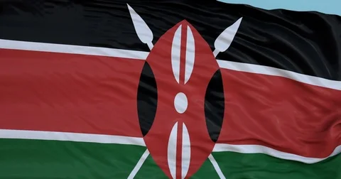 Seamlessly Looping flag for Kenya, blowing beautifully in the wind. Slo-Motion. 動画素材 80976030