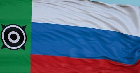 Seamlessly Looping flag for Khakassia, blowing beautifully in the wind. Stock Footage 80976195