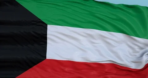 Seamlessly Looping flag for Kuwait, blowing beautifully in the wind. Slo-Motion. Vídeos de archivo 80976880