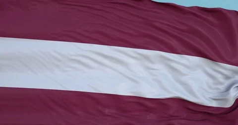 Seamlessly Looping flag for Latvia, blowing beautifully in the wind. Slo-Motion. Stock-Footage 80976293