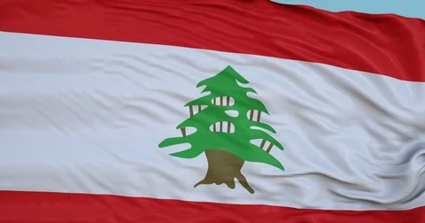 Seamlessly Looping flag for Lebanon, blowing beautifully in the wind. Vídeo Stock 80976611