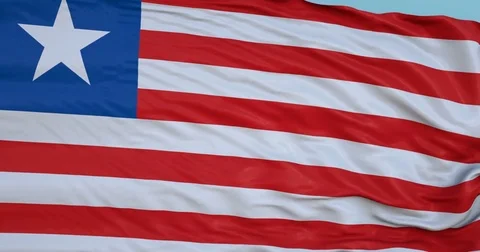 Seamlessly Looping flag for Liberia, blowing beautifully in the wind. Vídeo Stock 80975695