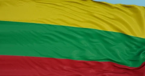Seamlessly Looping flag for Lithuania, blowing beautifully in the wind. Vídeo Stock 80976450