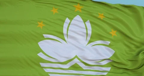 Seamlessly Looping flag for Macao, blowing beautifully in the wind. Slo-Motion. Stock Footage 80977456