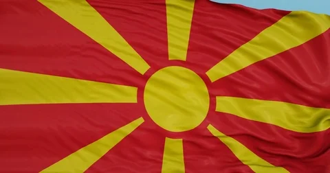Seamlessly Looping flag for Macedonia, blowing beautifully in the wind. Vídeo Stock 80977323