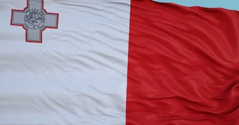 Seamlessly Looping flag for Malta, blowing beautifully in the wind. Slo-Motion. Stock Footage 80976203