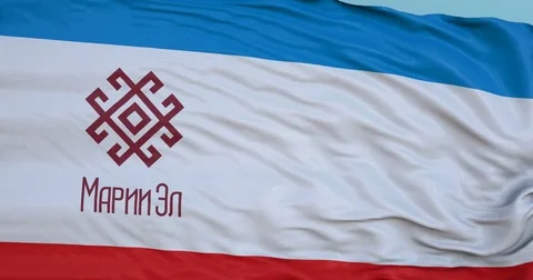 Seamlessly Looping flag for Mari El, blowing beautifully in the wind. Vídeo Stock 80975598