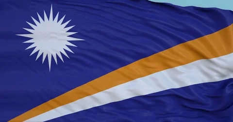 Seamlessly Looping flag for Marshall Islands, blowing beautifully in the wind. Vídeo Stock 80977735