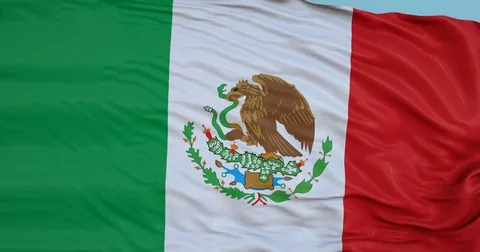 Seamlessly Looping flag for Mexico, blowing beautifully in the wind. Slo-Motion. Video stock 80975908