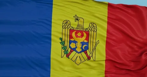 Seamlessly Looping flag for Moldova, blowing beautifully in the wind. Stock Footage 80976820