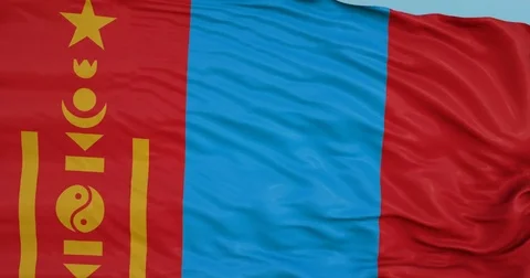 Seamlessly Looping flag for Mongolia, blowing beautifully in the wind. Stock Footage 80977881