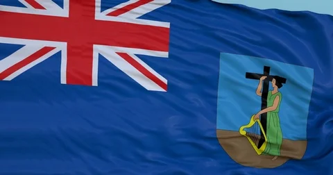 Seamlessly Looping flag for Montserrat, blowing beautifully in the wind. Video stock 80976540