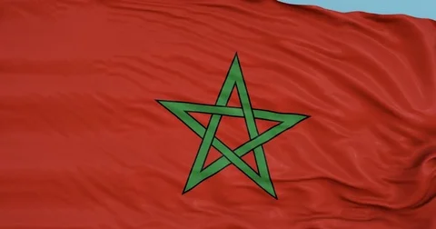 Seamlessly Looping flag for Morocco, blowing beautifully in the wind. Video stock 80976848
