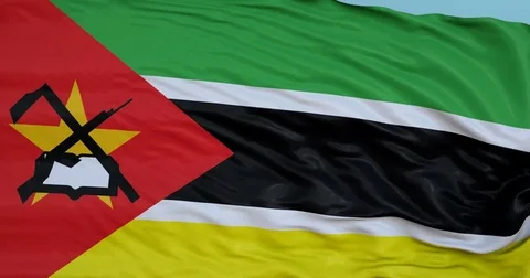 Seamlessly Looping flag for Mozambique, blowing beautifully in the wind. Video stock 80977600