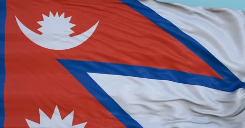 Seamlessly Looping flag for Nepal, blowing beautifully in the wind. Slo-Motion. Stock Footage 80975858