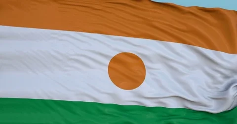 Seamlessly Looping flag for Niger, blowing beautifully in the wind. Slo-Motion. Stock Footage 80976529
