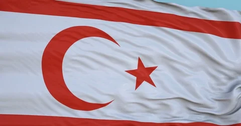 Seamlessly Looping flag for Northern Cyprus, blowing beautifully in the wind. Stock-Footage 80975616